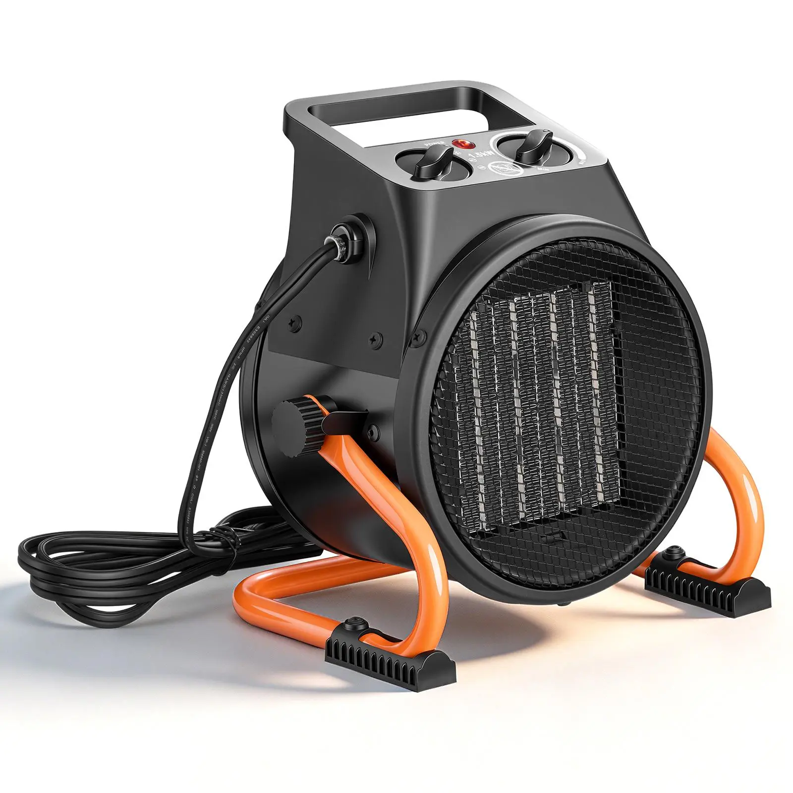 VEVOR 1500W PTC Fast Heating Corded Electric Greenhouse Heater with Fan, Steel Housing, Low-High Heat Modes, 15° Adjustable Angle, Adjustable Heating Temperature, Overheat Safe Protection, Portable for Grow Tent, Home Office
