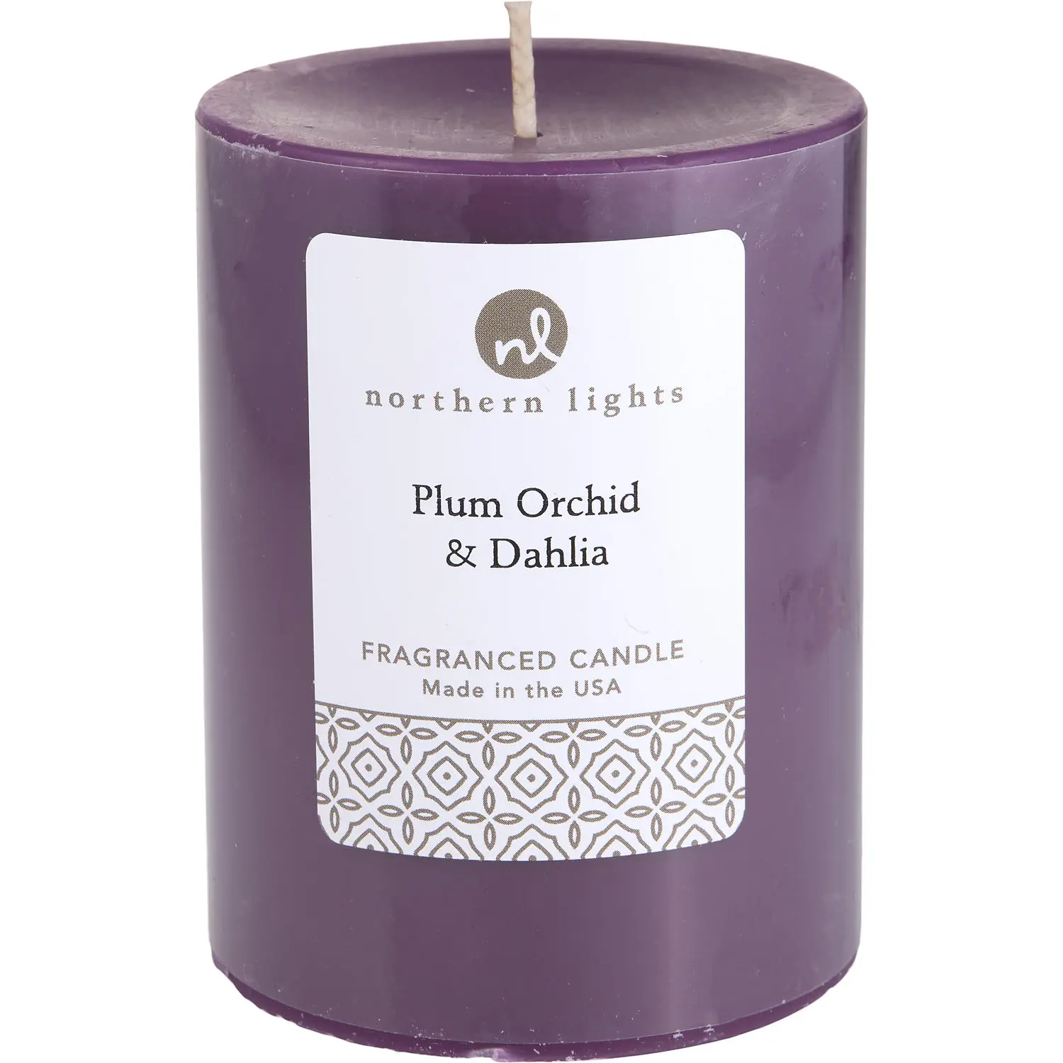 Plum Orchid & Dahlia By Northern Lights One Pillar Candle. For Unisex