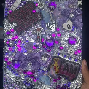 Custom Junk iPad Case with Purple Jewels