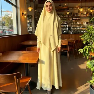 CL05-2 Abaya Hijab, Muslim dress, hijab, solid color, simple and casual, crepe Khimar suit【Fashionweek】