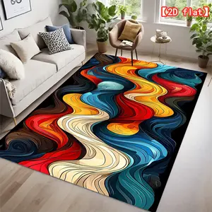 2D flat large best-selling velvet carpet with colorful abstract patterns for living room decoration, suitable for living room, bedroom, study, makeup room, fluffy and soft, bedside carpet, corridor carpet