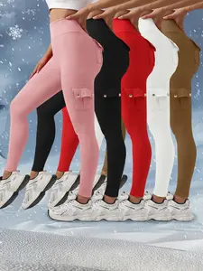 Four Pockets Yoga Pants Long Five in Pink Black Red White and Brown for America