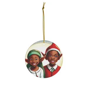 Ceramic Ornament, Elves Christmas Pack Glossy Tree Decor Decoration