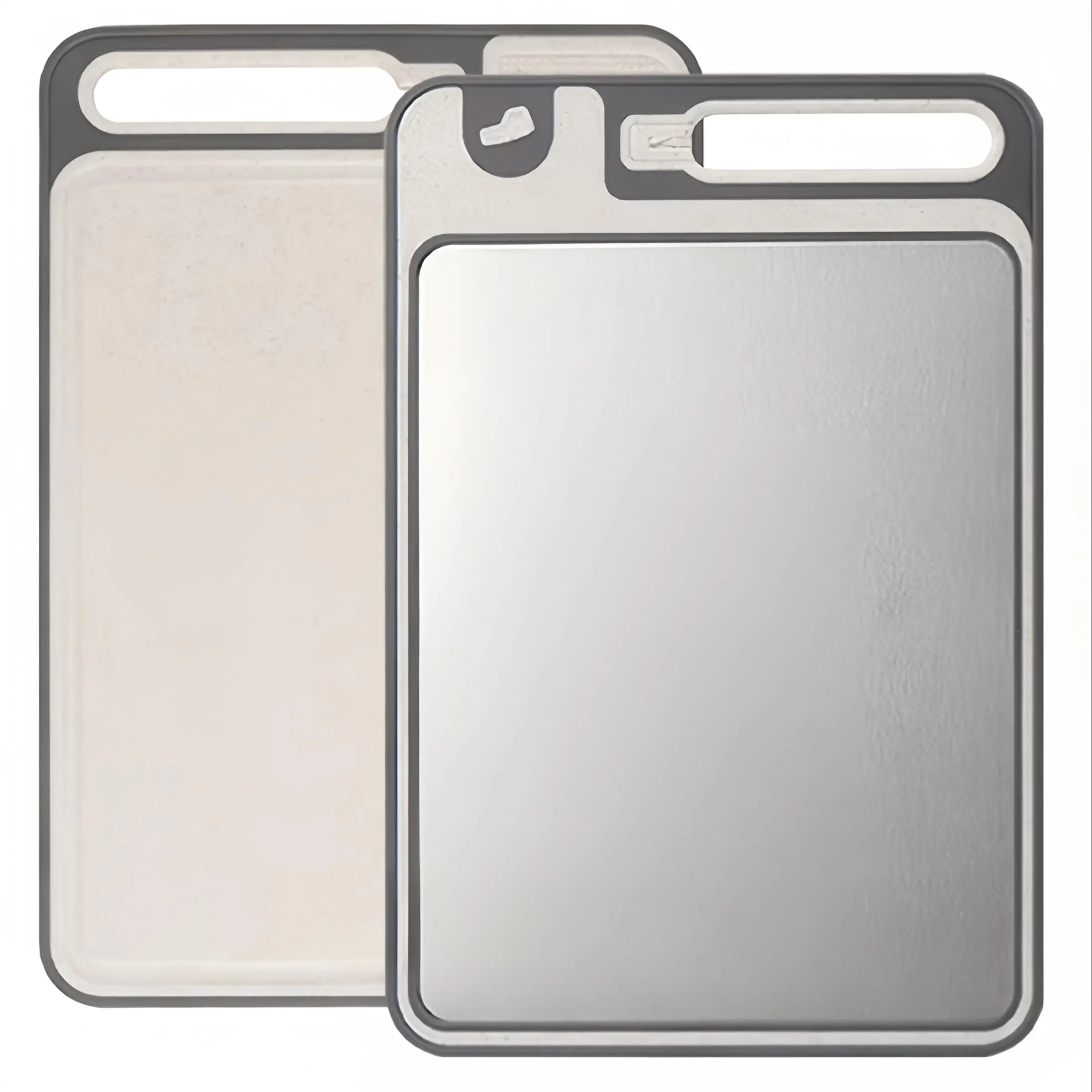 Stainless Steel Chopping Board with Grinding Function, 1 Count Double Sided Available Cutting Board with Spill Proof Guard, Multifunctional Kitchen Tool