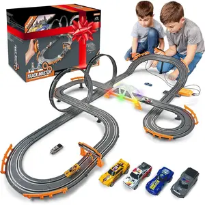 Slot Car Race Track Sets, Race Car with 4 High Speed Cars, Race Tracks for Kids Ages 4-8, Electric Slot Car Race Track Sets, Remote Control Car, Gifts Toys for Boys - 330' Raceway
