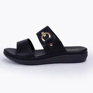 AUBRIE-5 WOMAN SANDAL OPEN ROUND TOE SLIP ON PLATFORM HEEL DOUBLE STRAP BUCKLE DESIGN