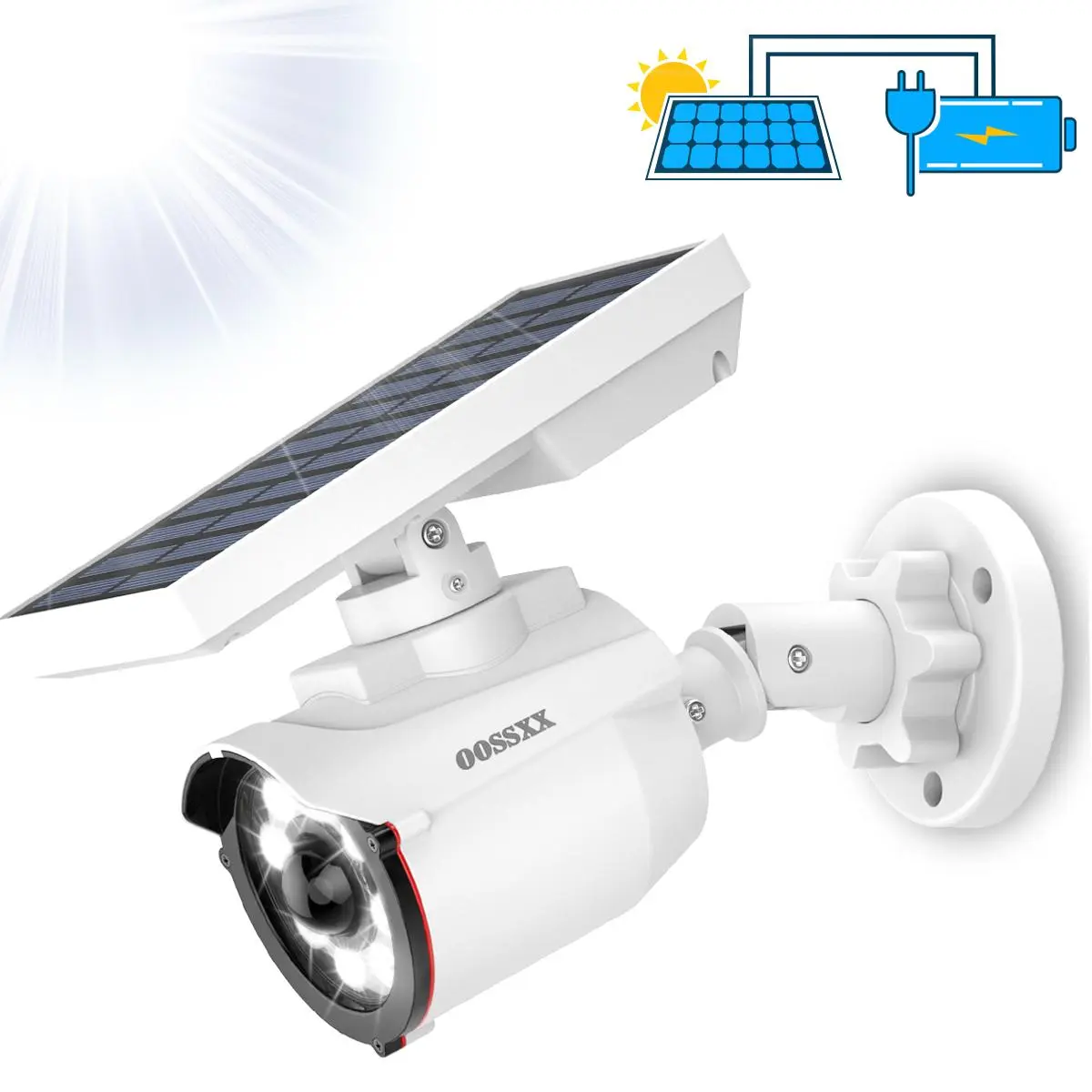{Wire Free Fake Security Camera With One Red Led} Solar Powered Outdoor Wireless Spotlight,Floodlight,Motion Detector,IP66 Waterproof Home Business