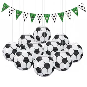 10pcs 8Inch Football Paper Lanterns & 1pcs Hanging Banners Set | Soccer Party Decorations for Birthday | Sports Theme Hanging Ceiling Decorations | Football Party Supplies Decor