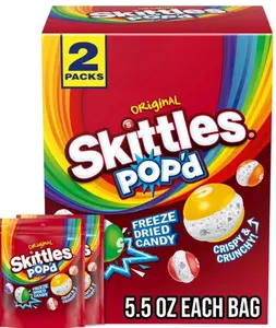 Skittles Pop'd Originals Freeze Dried, Resealable Candy, 5.5 Ounce (Pack of 2)