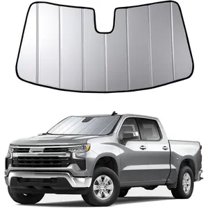2019-2025 Silverado 1500 Windshield Sun Shade Compatible for Chevrolet GMC Sierra 1500, 2020-2025 Silverado/Sierra 2500HD 3500 HD Foldable Sun Visor Front Window Sunshade with Storage Bag