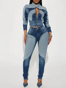Coronado Two Tone Moto Skinny Jeans - Medium Wash