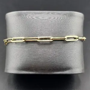 Gold 14k Casual Bracelet Paperclip Design 8" 4.0mm for Everyday Wear Elegant and Versatile Accessory