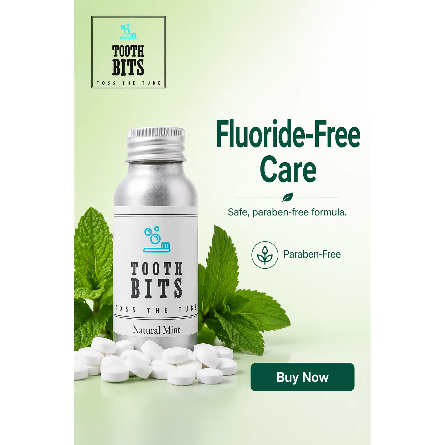 TOOTH BITS® - Natural Mint toothbrushing tablets