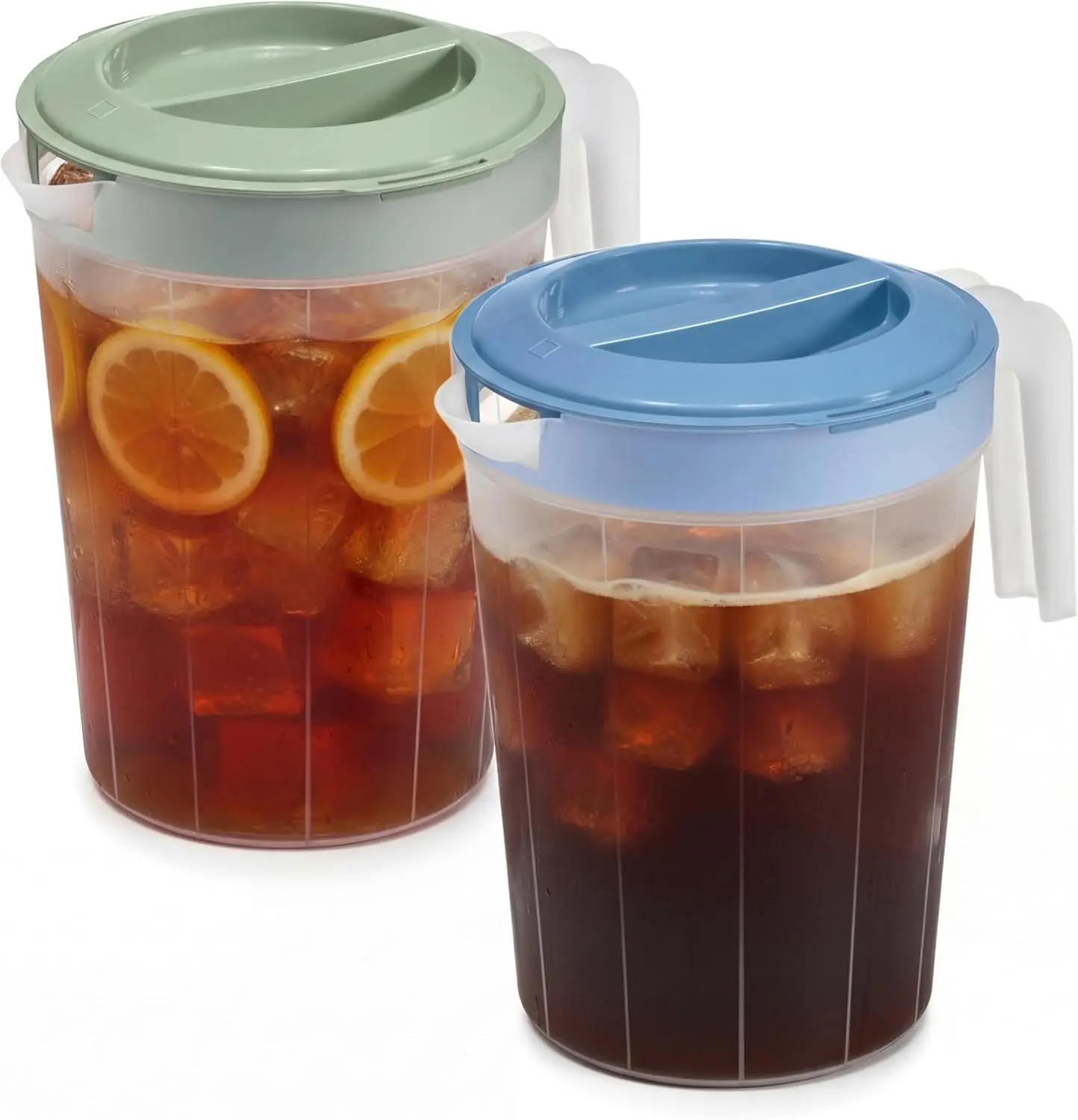 Tribello 2-Pack 1-Gallon Plastic Pitchers with Lids – Iced Tea Pitchers with Twist Cover BPA-Free, Ideal for Water, Juice & Fridge Storage
