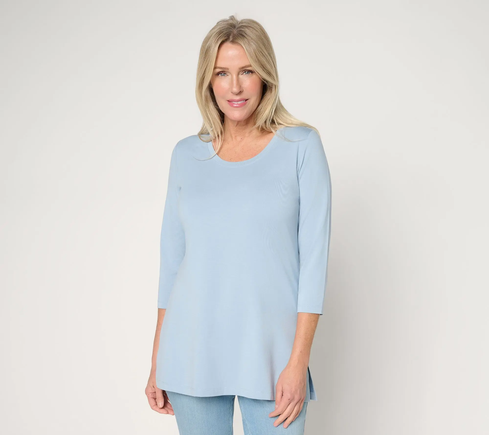 Denim & Co. Essentials Petite So Soft Jersey Scoop Neck Tunic