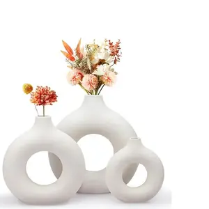 Bohemian Round Ceramic Vase Set, 1 Box Simple Style Decorative Vase, Flower Arrangement Vase, Modern Home and Party Decoration, Exquisite Gifts, Ornaments