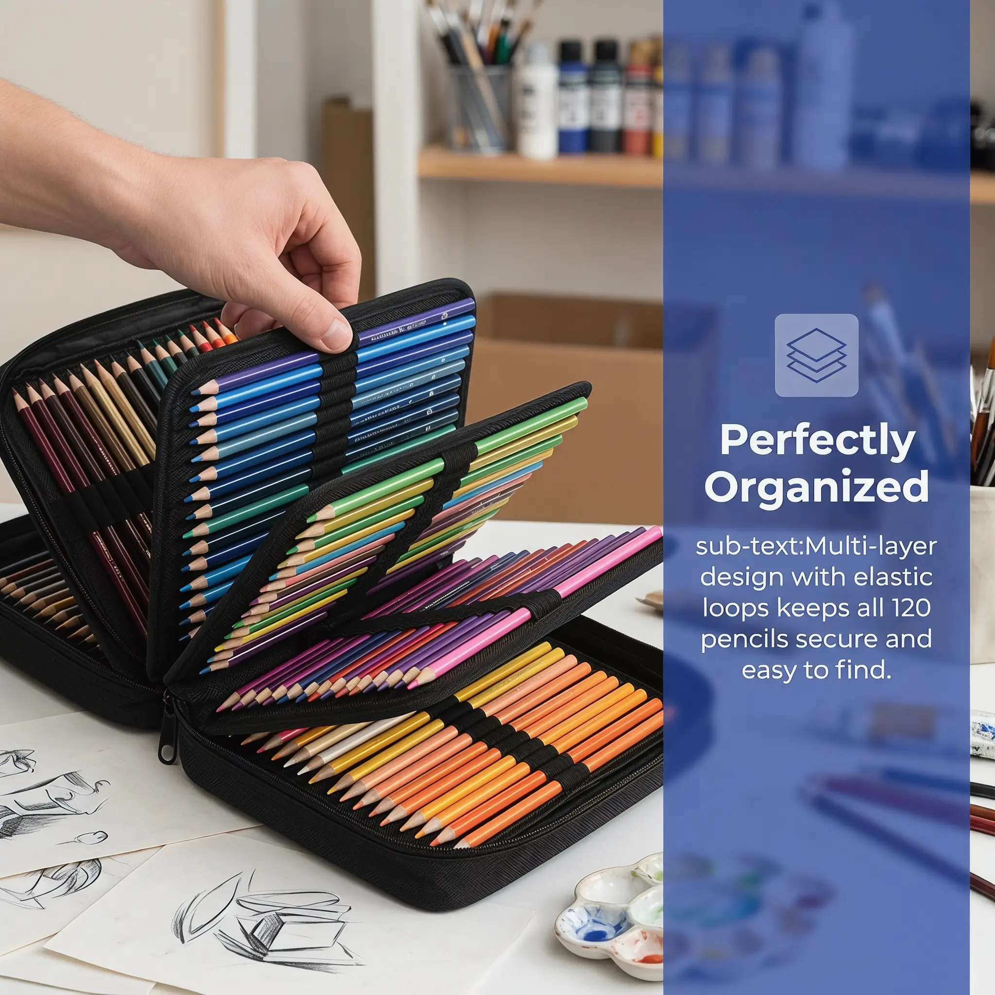 120 Coloring Pencils Set with Sketch book, Oil-based Colored Cores Stay Sharper, Tougher Against Breakage, For Adult Artists, Colorists, In Zipper Case