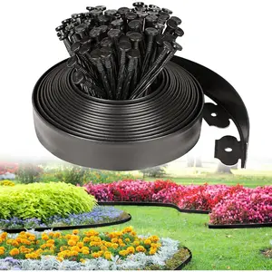 2 Inch Tall 33 FT Garden Edging Kit with 45 count Spikes, Plastic Edging for Landscaping