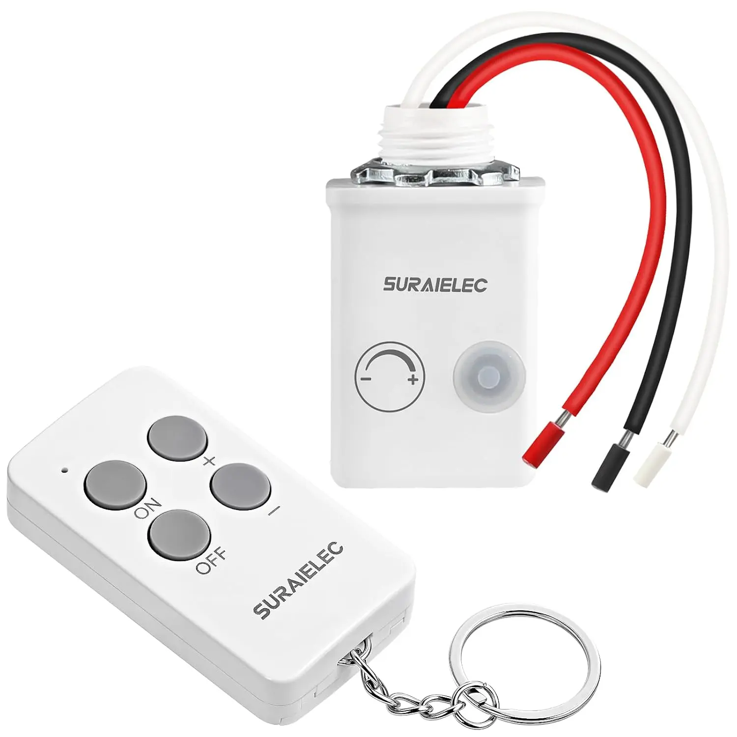 Suraielec Smart Dimmer Switch Kit with Wireless Remote & Receiver - 200W INC, 150W LED Compatible, Single Pole, Plug-and-Play, No Wiring, 200FT RF Range, Ideal for Seniors, Indoor Ceiling/Pendant Lights On Off Control