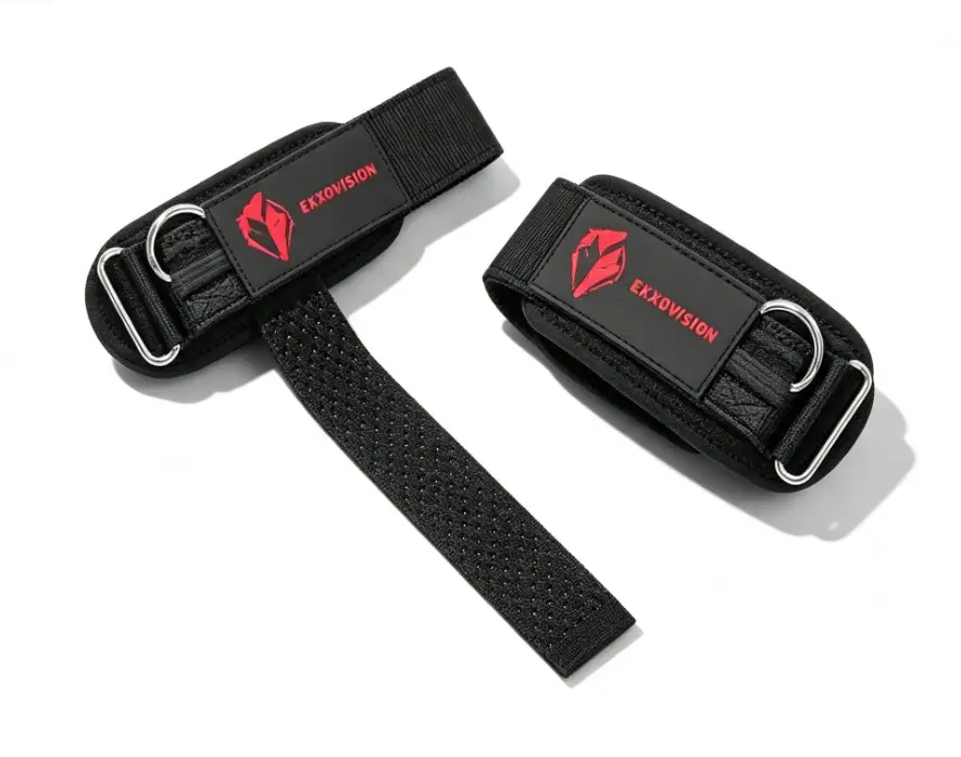 EKKOVISION D-Ring Lifting Straps - Non-Slip Gym Wrist Support, Heavy-Duty Deadlift Grip Straps for Strength Training