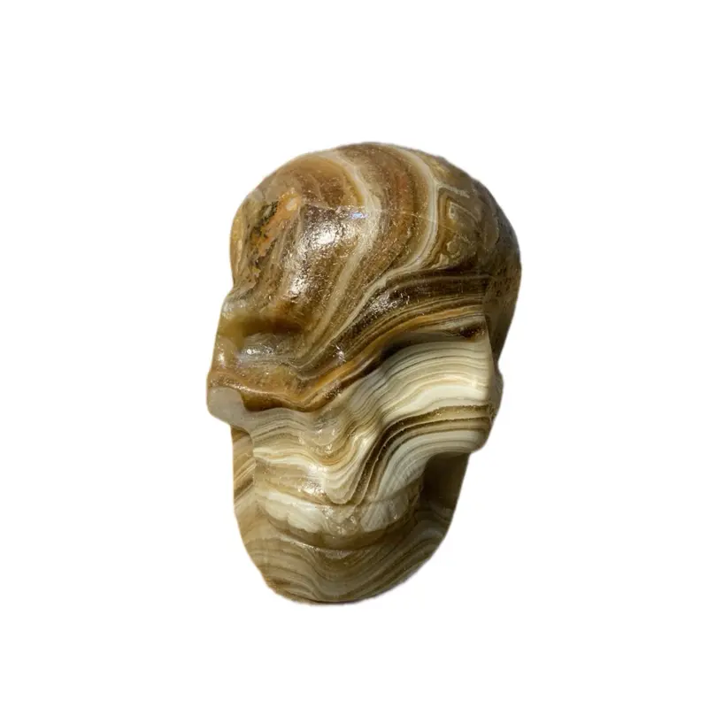 Chocolate Calcite Skull - Unique Handcrafted Gemstone Carving for Decor & Healing