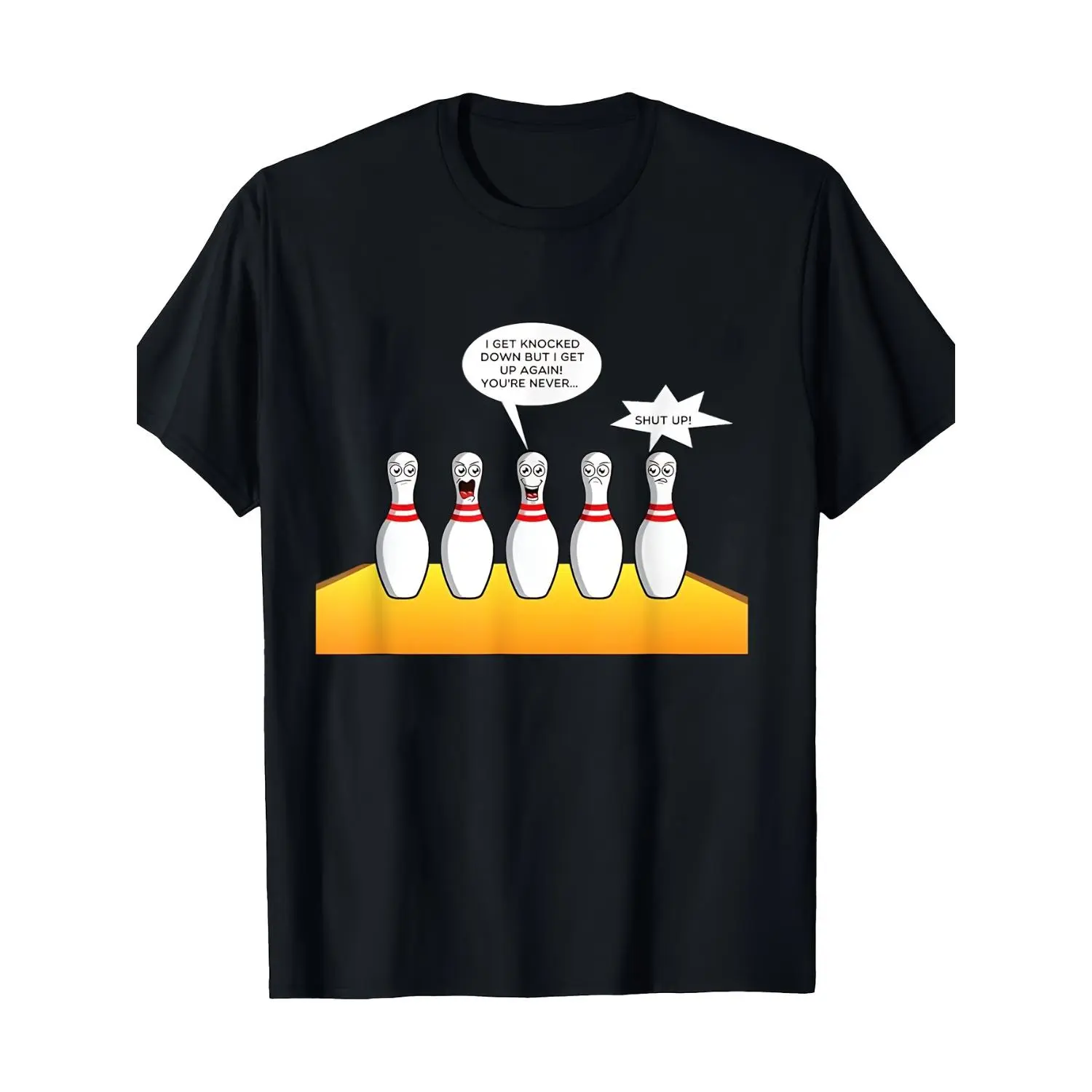 Humorous Bowling Pins Cotton T-shirt Casual Short Sleeve Tee for Men Women Bowling Joke Gift Shirt