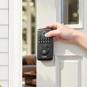 【DealsForYouDays】  Smart Digital Keypad Door Lock, Electronic Deadbolt with Customizable User Codes, Easy-Grip Design, Keyed Entry, Auto Lock, Anti-Peeking Password, Backlit Keypad, for Home, Matte Black, Digital Keypad Lock, Smart Door Lock