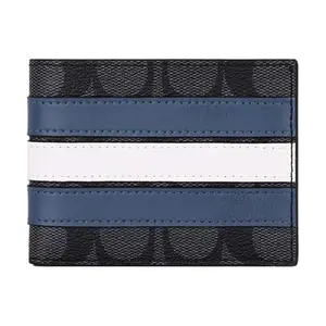 COACH Men's Slim Billfold Wallet with Classic Double-C Pattern and Multiple Card Slots