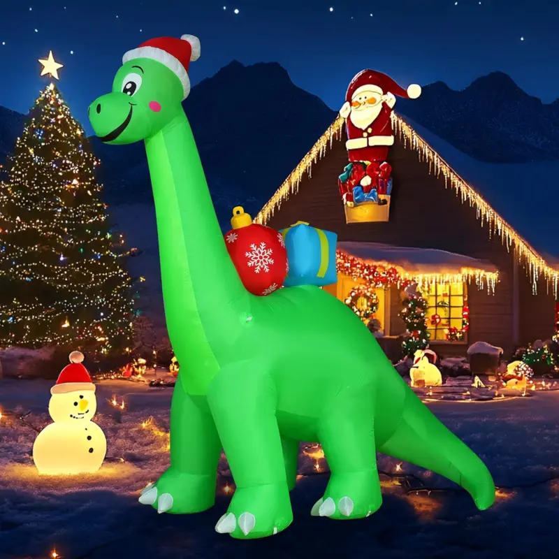 10 FT Christmas Inflatables Outdoor Decorations Inflatable Christmas Dinosaur with Build-in LEDs Blow up Holiday Decorations for Yard Garden Outdoor Indoor DecorAAVibeVault32