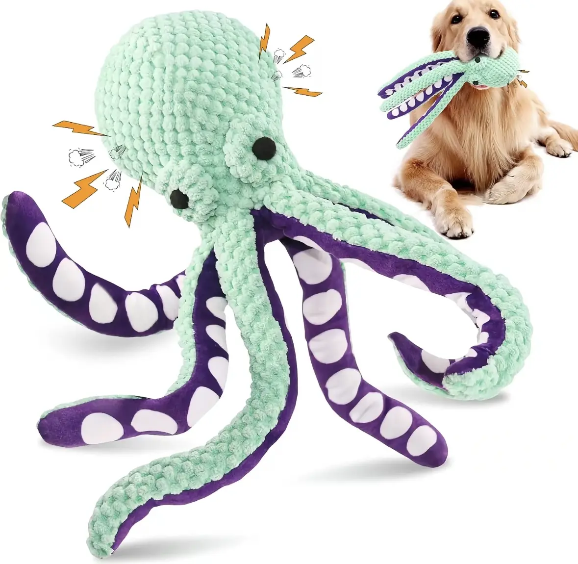 Plush Squeaky Dog Toy for Large, Medium & Small Dogs, Interactive Dog Toy with Soft Fabric, Durable Puppy Chew Toy for Boredom Relief and Indoor Play - MRWJ