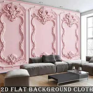 2D flat, 1-piece pink ornate border banner - Giant size 90.5x 70.8inch for wedding, birthday, baptism party decoration, suitable for indoor/outdoor photo booth backgrounds, Christmas wall decor, baby shower and coming-of-age ceremony - Perfect gift for pa