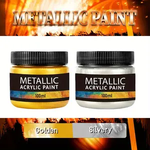 Glittering metal acrylic paint, available in Golden and Silvery colors, can be mixed, suitable for handicrafts, color-changing, glass, stone, wood, canvas, ceramics, DIY art projects, beginner artists- - jewelry casting tools