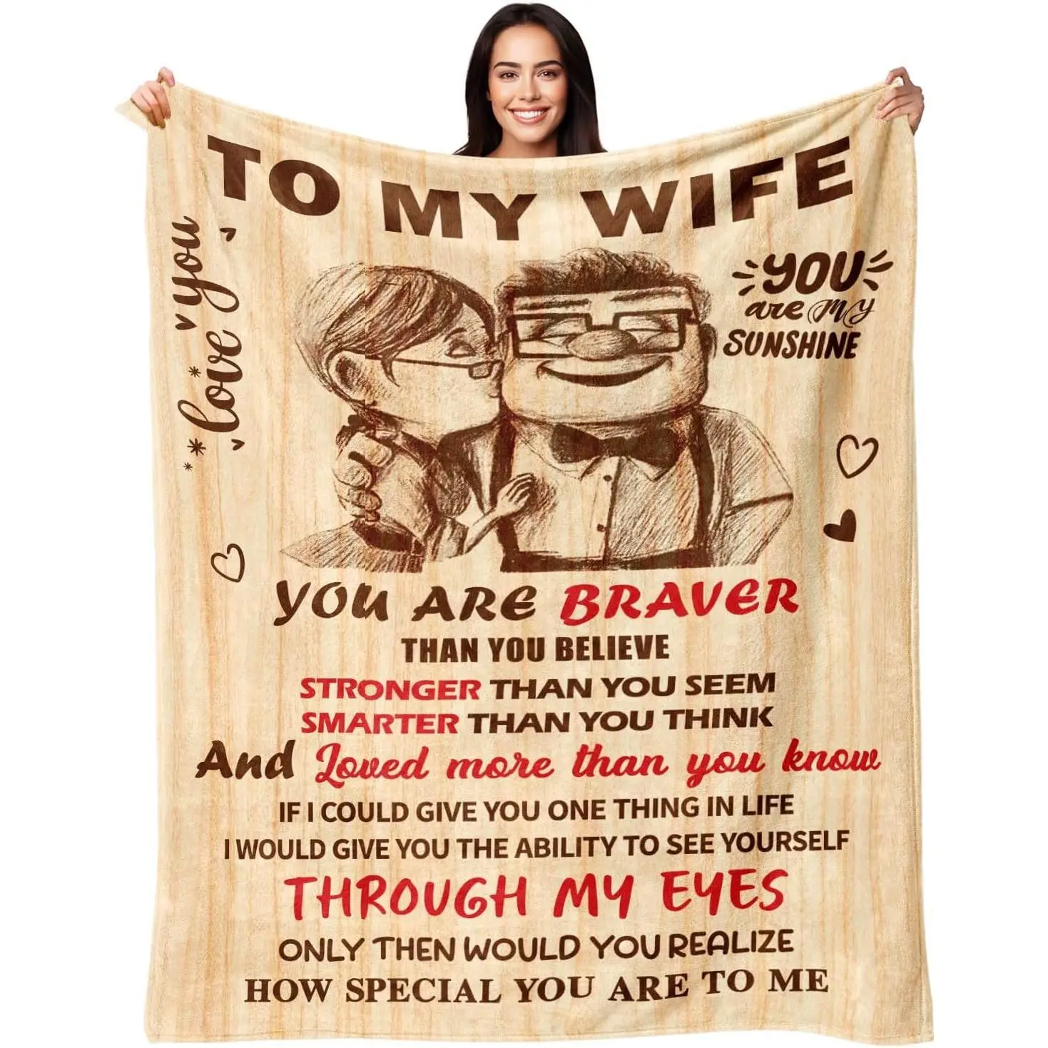 Personalized Romantic Custom Text Blanket 60"x80" - Super Soft, Anti-Static Flannel Throw, Valentine's Themed & Wedding Theme Gift for Wife, Ideal for Anniversary Celebrations, Personalized Blankets, Romantic Blankets