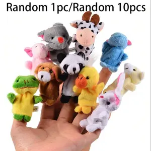 1/10pcs soft plush animal finger puppet set baby story time velvet animal style kindergarten party supplies newborn party gender disclosure party children's party family party children's activity party supplies early education enlightenment class supplies