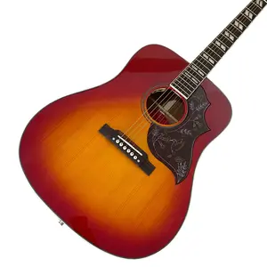 Cherry Sunburst Dreadnought Acoustic Guitar with pickup & Hummingbird Pickguard
