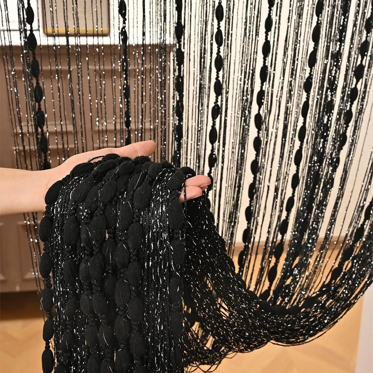1pc Elegant Beaded Curtain, Home Decorative Curtain, Fly Screen for Doors and Windows, 100x200cm Home Decor Accessory, Window Decorations Supplies, Stylish Room Divider, Bead Curtains