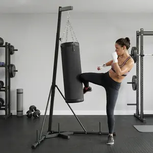 Freestanding Punching Bag with Stand for Adults - 72.8"-90.9" Height-Adjustable Heavy Duty Canvas Sandbag Boxing Stand, Durable Black Steel Frame for Home Gym, Garage Workouts, MMA Strength Training, Cardio Kickboxing, Stress Relief