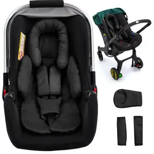 Newborn Car Seat Head Support with 3 Shoulder Covers 2-in-1 Reversible Infant Car Seat Insert Thickened Car Seat Cushion for Preemie to Infant