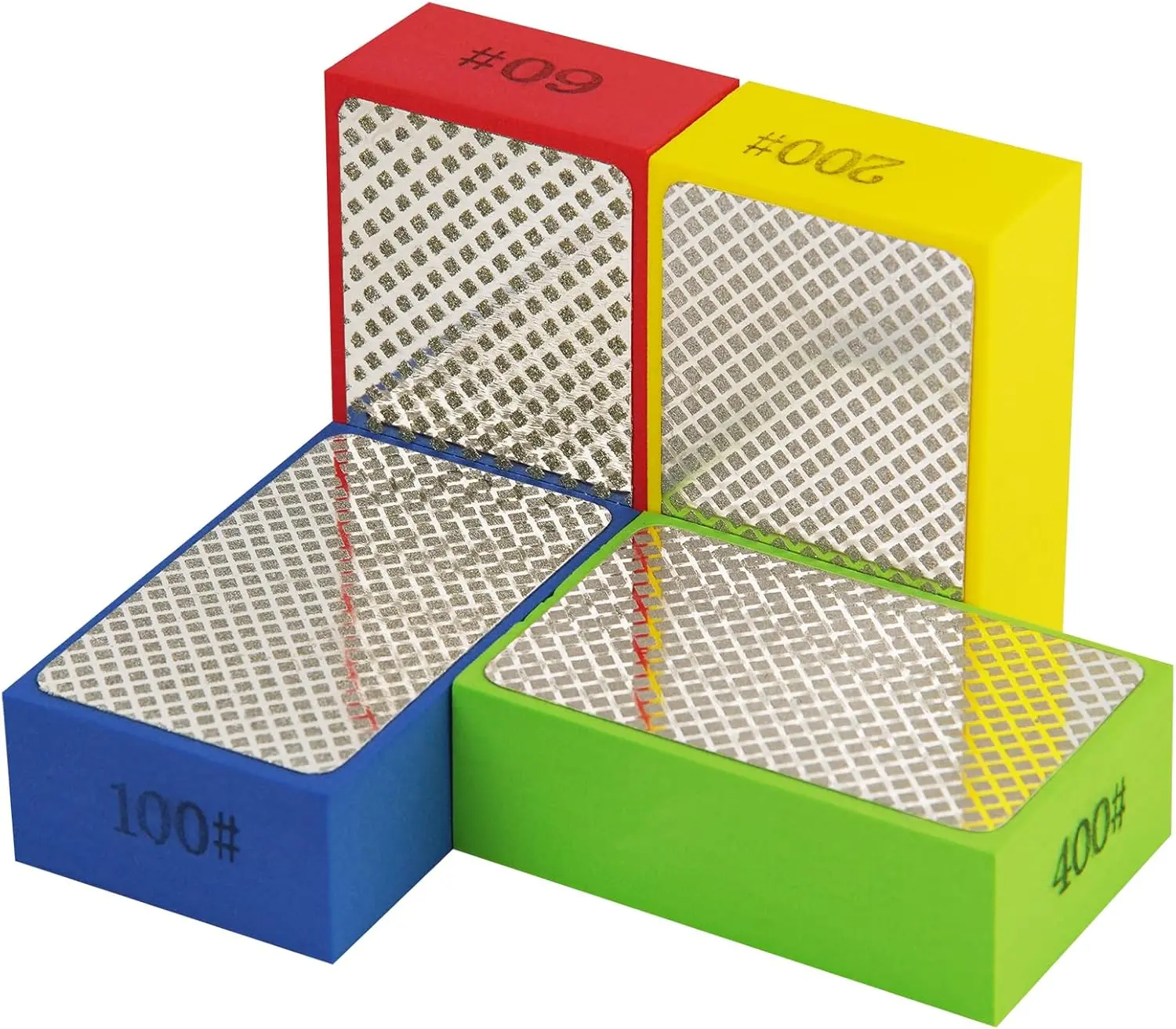 Polishing Pads Sanding Blocks -  4 count  Sanding Sponge Pads Tile Tools 60#, 100#, 200#, 400# for  Ceramic Tile Glass