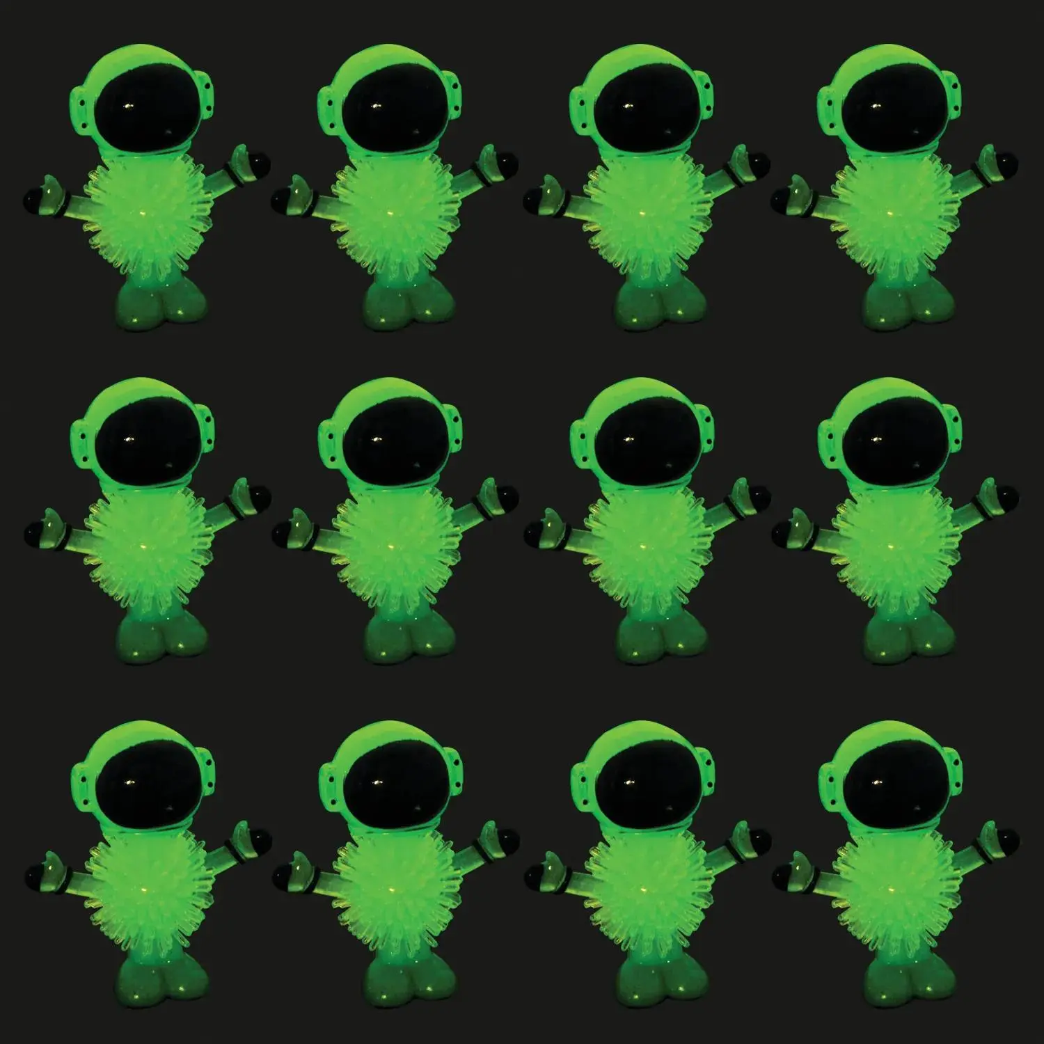 Mini Glow in the Dark Space Astronaut Porcupine Characters - 12 Pc.