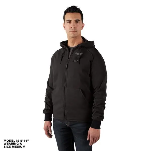 Milwaukee Men's M12 Heated Hoodie 306-20, Long Sleeve Jersey Lined Fleece Top with 3-Heat Settings and Carbon Fiber Elements, Tops, Menswear, Pocket, Sweatshirts, Hoodie/Jumper