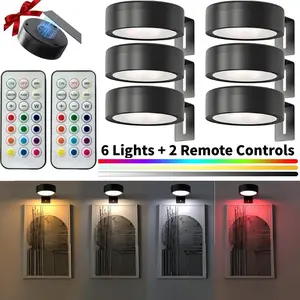 Wall Light, Wireless Metal Art Lamp, Dimmable Magnetic Clip Design, Battery Powered RGB Multi-Color, Home Decor Lighting, With Remote Control, Home Decoration Lamp
