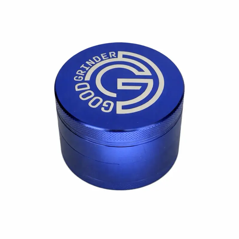 Blue Grinder, Good Grinder, High Quality, Manual Hand Grinder, Anodized Aluminum, Diamond Teeth, 1.5 Inch 40mm, 2 Inch 50mm, 2.5 Inch 63mm Sizes, 4 Part Grinder, 4 Chamber Grinder, Metal Grinder, Coffee Bean Grinder, Spice, Seasoning, Dry Ingredients