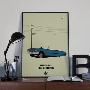 [ SALE UP 45% - UNFRAMED ] Dr Dre The Chronic Inspired Poster, Low Rider 90s Hip Hop Wall Art, West Coast Rap Aesthetic Decor