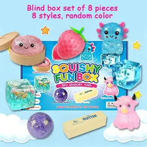8-Piece Set Mystery Squishy Box, Blind Box Malt Sugar Stress Relief Fidget Toys, Sensory Bundle, Creative Slow-Return Squishy, Party Gift, 8 Different Styles
