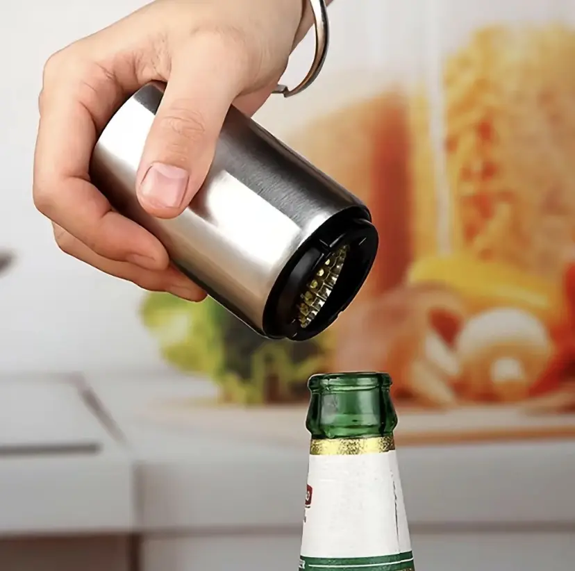 Bottle Cap Remover, 1/2 Counts Modern Portable Stainless Steel Bottle Opener, Manual Beer Bottle Opener, Multifunctional Manual Jar Can Opener for Home Kitchen Camping Travel, Beverage Can Opener