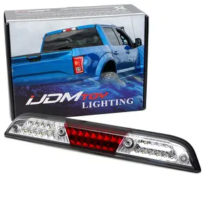 iJDMTOY Clear/Red Lens w/Chrome Reflector Full LED High Mount Third Brake Lamp w/ F1 Strobe Flash Feature For Ford 2015-2020 F-150, 2017-up F-250 F-350, 2019-up Ranger, 2022-up Maverick