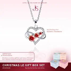 【#518】JessJewelry 2ct Heart Pendant, S925 Sterling Silver Synthetic Moissanite Necklace,Valentine's Jewelry Gifts Set For Women