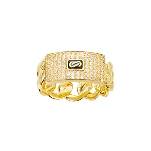 BEAUTY BEAST Diamond-encrusted s-shaped geometric design high-end ring, Cuban stainless steel fashion jewelry, sizes 6/7/8/9/10/11/12, perfect for Black Friday gifts for boyfriends or girlfriends