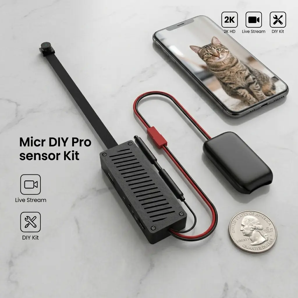 Ultra-Compact DIY Wireless Smart Module, 2K HD Live View Vision Sensor with Battery Setup & App Control for Pet Vlog & Home DIY campingessentials indoor camara
